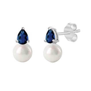 PEARL EARRING WITH SAPPHIRE