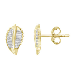 PS-JEWELRY 18K-GOLD 26P-0.34CTS LEEF-EARRINGS SOLEIL-COLLECTION